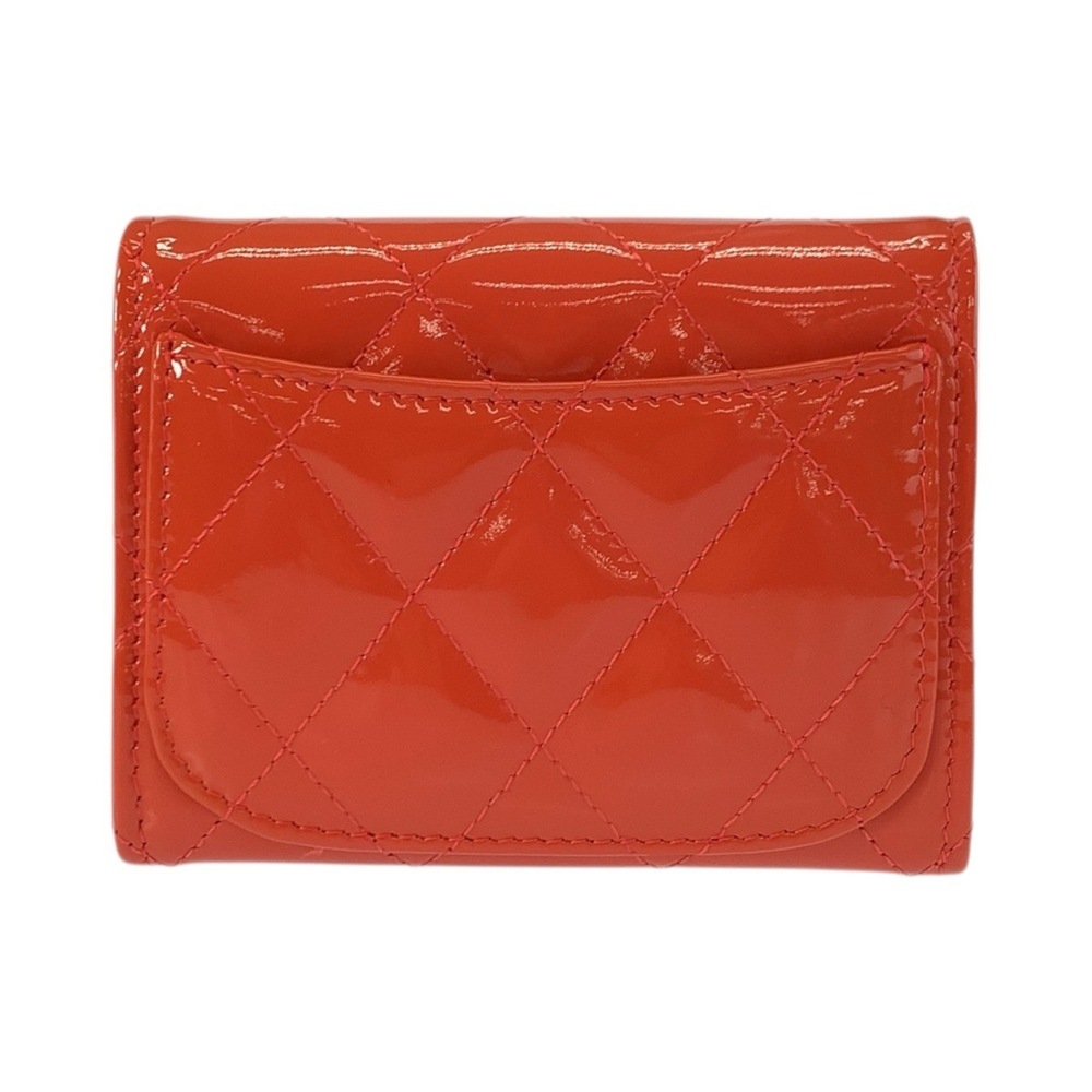 CHANEL Matelassé Coco Mark Orange Patent Leather Wallet/Coin Purse/Card Case ... - Picture 2 of 9